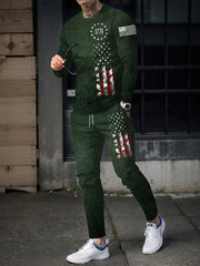 Men's Scorpion Print 2 Pc Outfit: Long Sleeve T-shirt & Loose Sweatpants Set