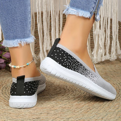 Women's Casual Knit Walking Shoes Low Top Slip On Flat Outdoor Shoes