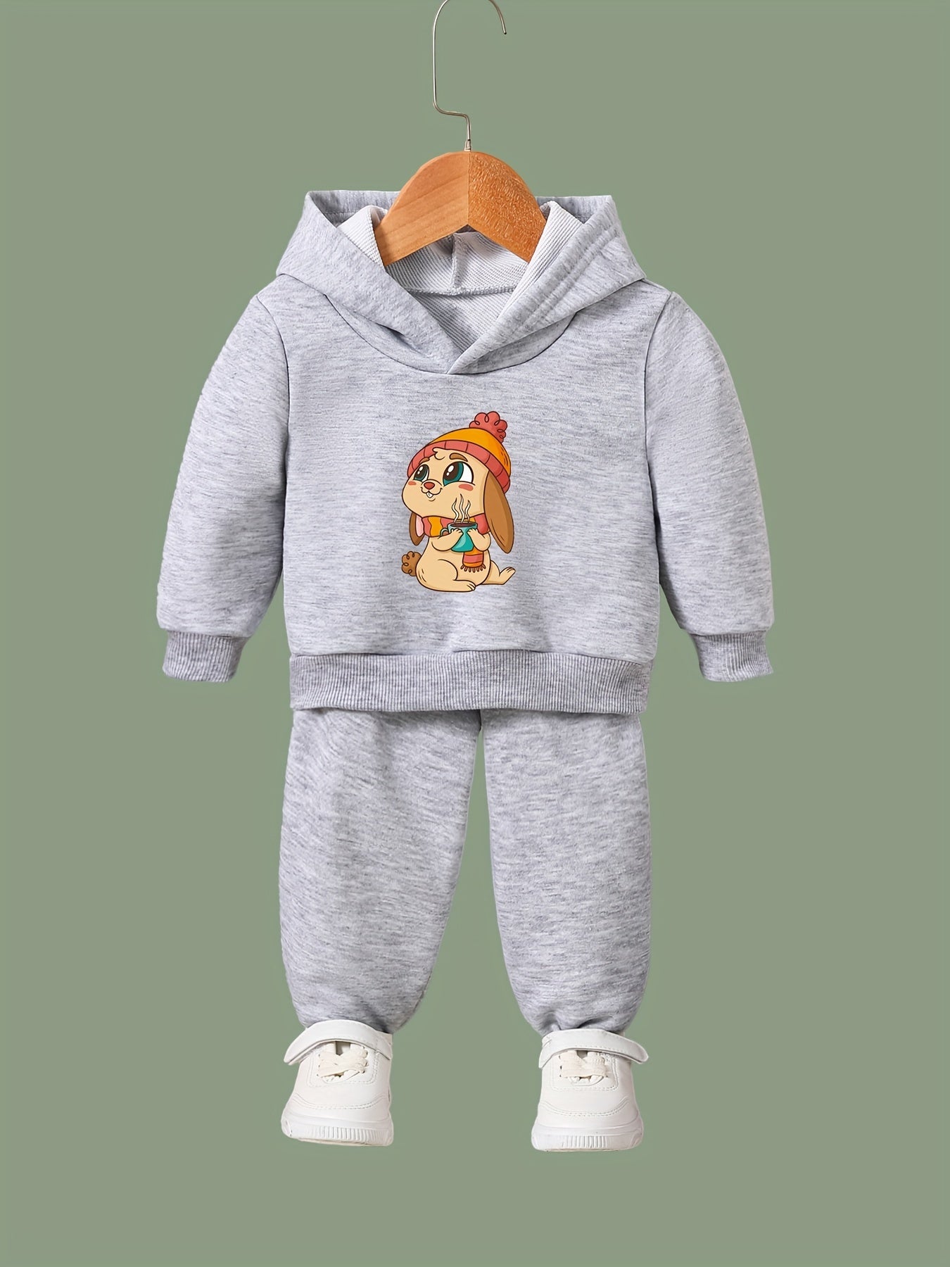 Cartoon Mole Print Hoodies Pants Set For Kids Spring Fall Sports