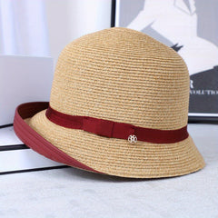 Solid Straw Sun Bucket Hat for Women