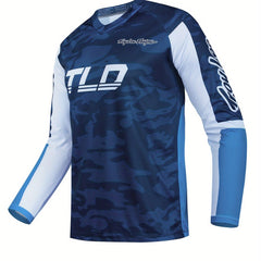 Camouflage Men's Cycling Jersey Long Sleeve V Neck Top