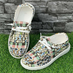 Geometric Flat Shoes Women's Casual Lightweight Soft Comfortable Walking Shoes