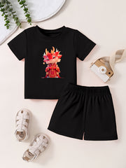 Toddler Cotton Cartoon Set Short Sleeve T shirt & Shorts