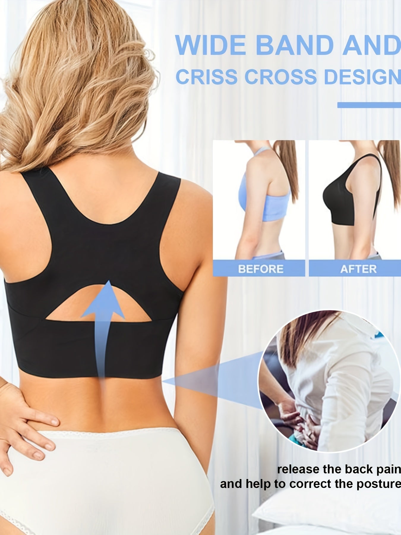 Wireless Sports Bra Front Buckle Running Workout Tank Bra