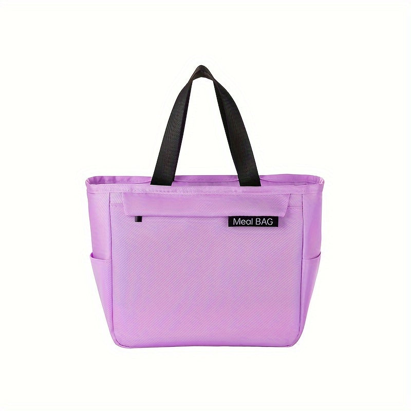 Insulated Lunch Bag Square Shape Polyester Thick Aluminum Foil Lined