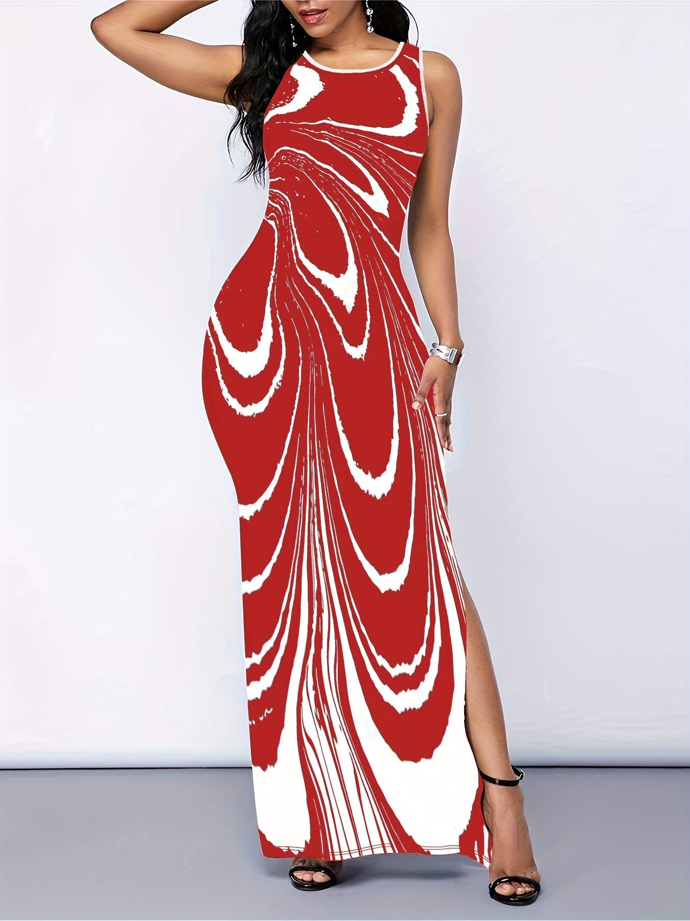 Abstract Print Tank Dress Maxi Dress Women's Clothing