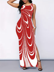 Abstract Print Tank Dress Maxi Dress Women's Clothing