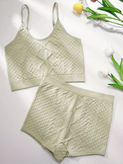 Women's 3D Textured Pajama Set Sleeveless Cami Top and Shorts