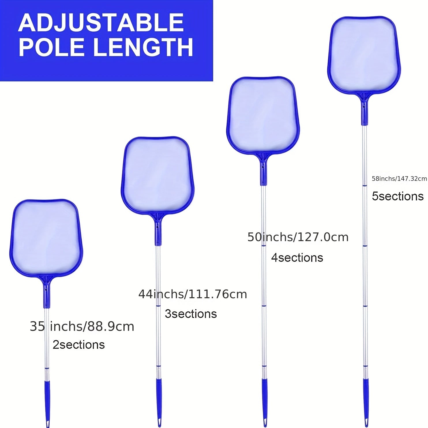 Pool Skimmer 152 Long 5 Section Connecting Pole With Hook Handle