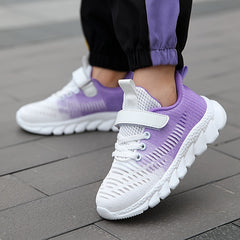 Girl's Gradient Colour Woven Knit Breathable Sneakers