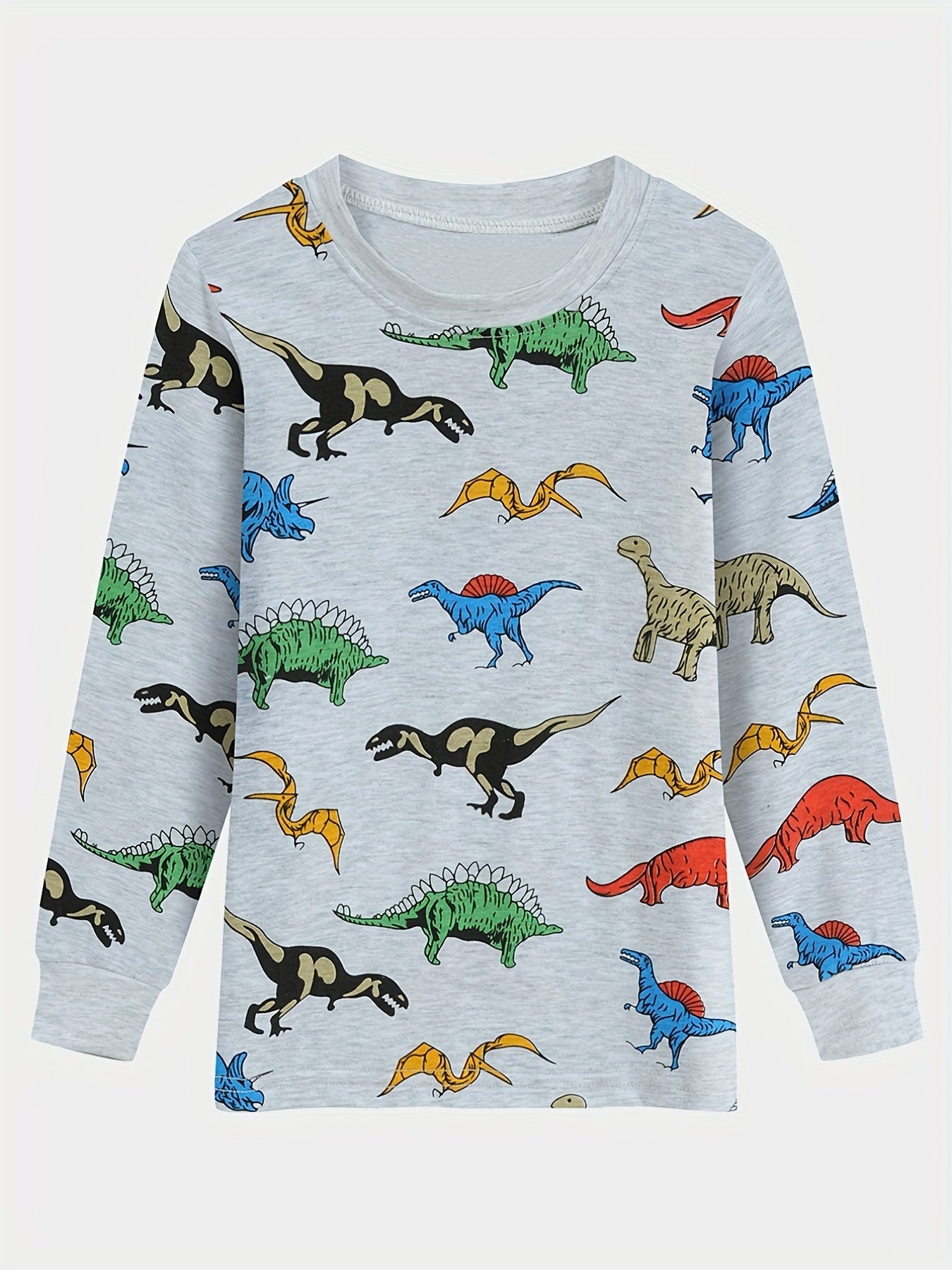 Boys Dino Graphic Loungewear Set Long Sleeve Pullover Top & Pants PJ Set