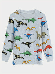 Boys Dino Graphic Loungewear Set Long Sleeve Pullover Top & Pants PJ Set