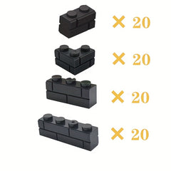80pcs Mixed Small Grain 1x2 1 3 1 4 Right Angle Wall Bricks