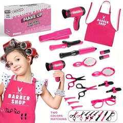 Girls' Hair Tool Playset Makeup Dress Up Toys Realistic Hair Dryer Brushes Sciss