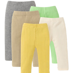 5pcs Baby Solid Striped Leggings 0-48 Months