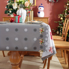 Polyester Tablecloth Merry Christmas Red Bell Snowflake Pattern Table Cover