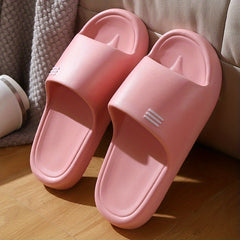 Women's Striped Soft Sole Pillow Slides Non-slip Bathroom Shoes