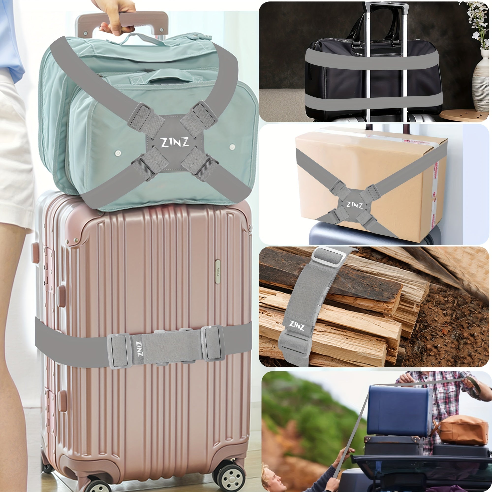 2PCS Luggage Bag Elastic Strap Adjustable Bag Strap Travel Accessories