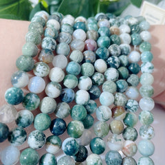 Jade Tree Bark Agate Bracelet Indian Chalcedony Water Grass Loose Bead