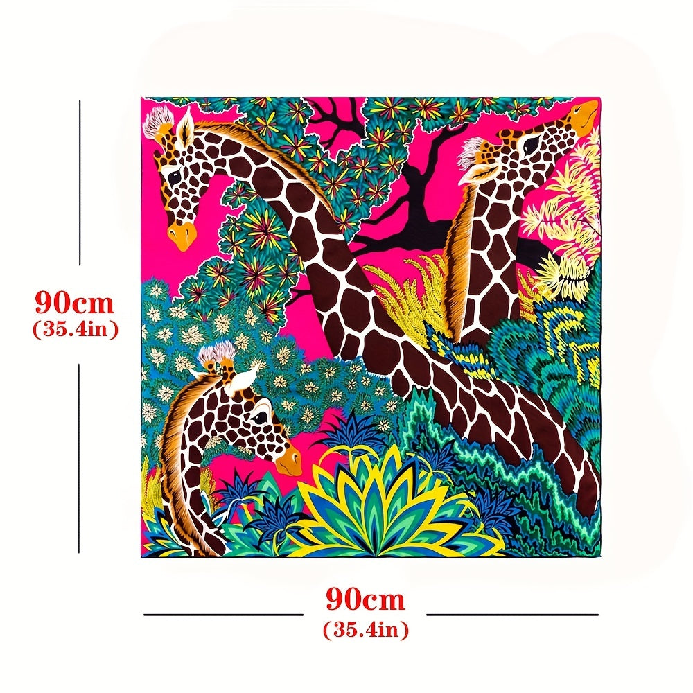 Boho Deer Print Shawl Classic Graffiti Square Scarf Head Wrap