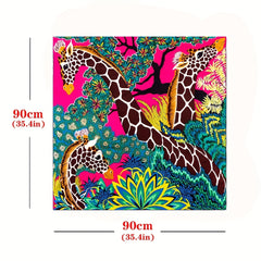 Boho Deer Print Shawl Classic Graffiti Square Scarf Head Wrap