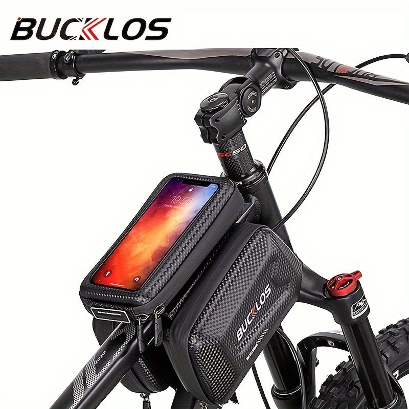 BUCKLOS Carbon Fiber Bike Frame Bag, Rainproof Touch Screen Case