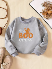 Girls' Ghost And Letter Print Sweatshirt Pullover For Halloween Outfit