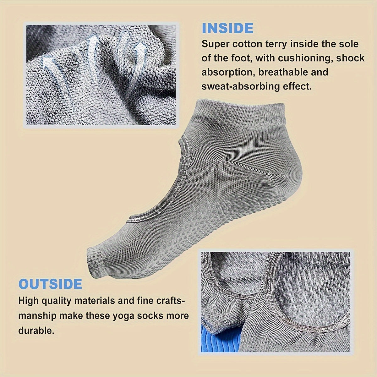 Toeless Non-slip Yoga Socks 2 Toe Backless Gripper Socks