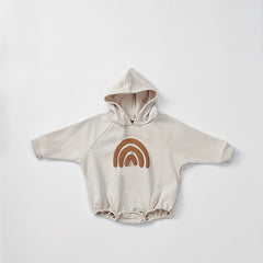 Rainbow Pattern Long-sleeved Jumpsuit Hoodie