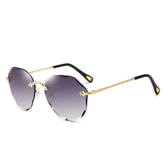Irregular Rimless Sunglasses Gradient Vintage Shades UV Protection