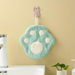 Coral Velvet Cat Footprint Hand Towel for Hands and Feet