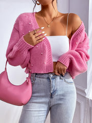 Beaded Open Front Crop Cardigan for Women