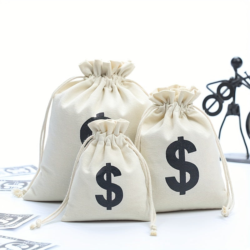 US Dollar Canvas Bag Coin Money Bag Large Capacity Drawstring Bag