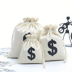 US Dollar Canvas Bag Coin Money Bag Large Capacity Drawstring Bag
