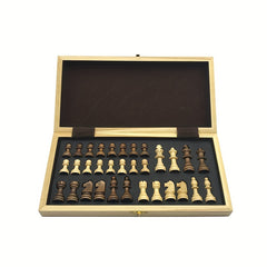 Wooden Chess and Checkers Set for Outdoor Fun