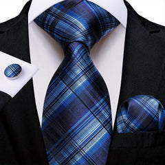 DiBanGu Classic Plaid Tie Set For Men Pink Red Ties