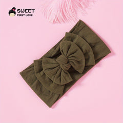 Baby Girls Bowknot Solid Headband Soft Nylon Elastic Hair Bands