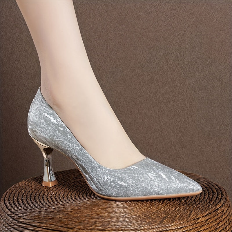 Glitter Stiletto Heels Pointed Toe Wedding Shoes