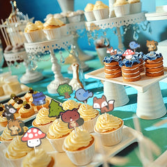 24pcs Forest Animal Cupcake Toppers Fox Bird Squirrel Theme Party