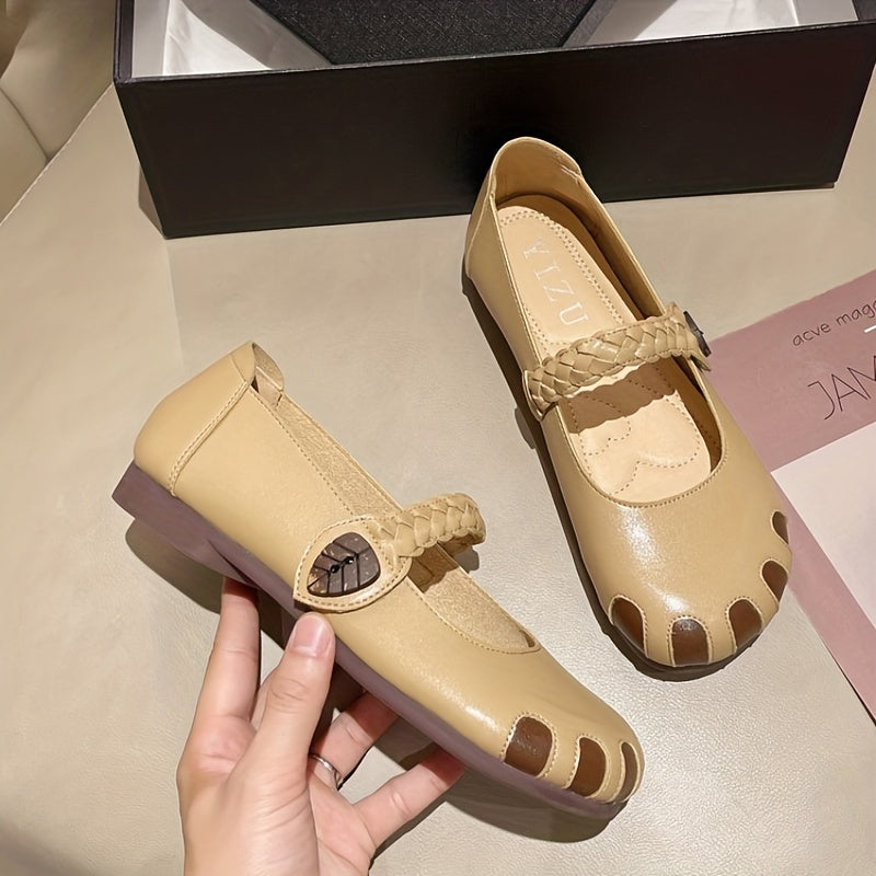 Colorblock Braided Strap Mary Jane Flats