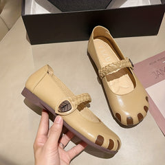 Colorblock Braided Strap Mary Jane Flats