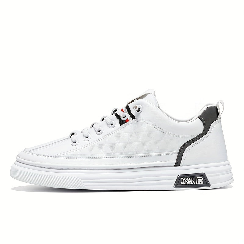 Men's Lace up Sneakers Casual Walking Shoes with PU Leather Upper