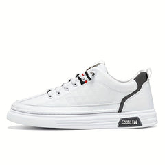 Men's Lace up Sneakers Casual Walking Shoes with PU Leather Upper