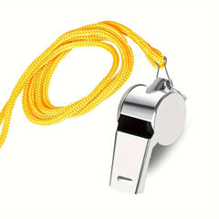 2PCS Stainless Steel Whistle With Lanyard for Emergency Football Basketball