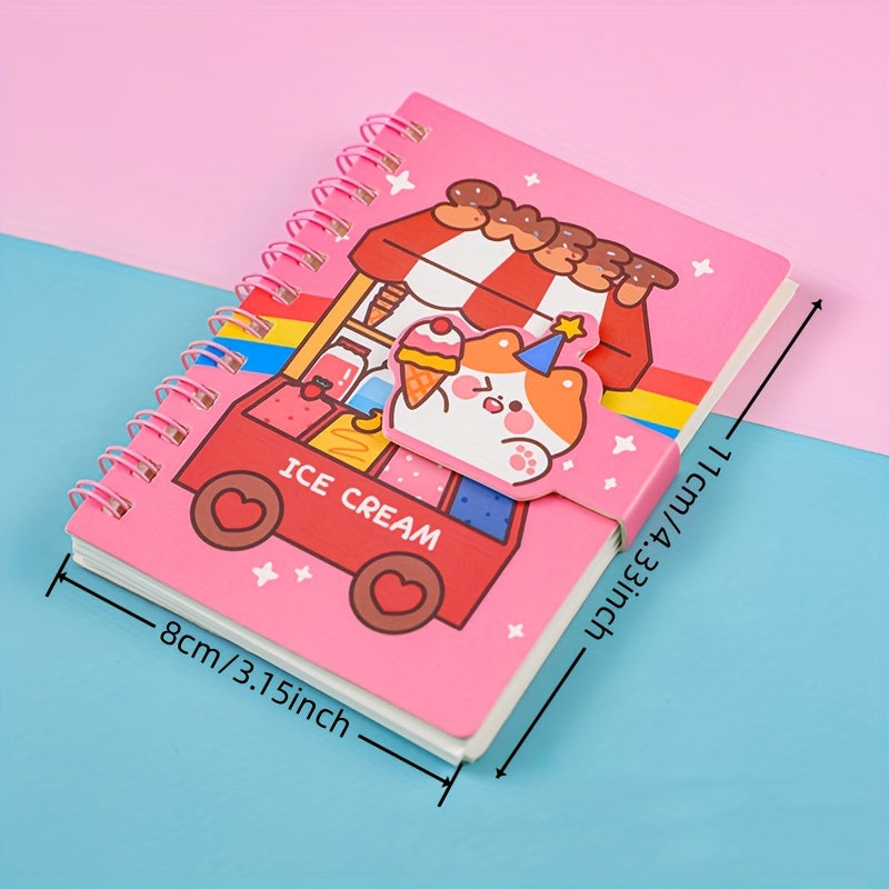 Cartoon Magnetic Buckle Coil Mini Pocket Notepad Stationery Notebook