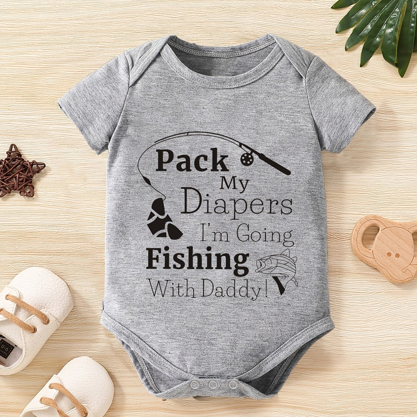 Baby Boys Fishing With Daddy Short Sleeve Onesie Clothes