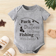 Baby Boys Fishing With Daddy Short Sleeve Onesie Clothes
