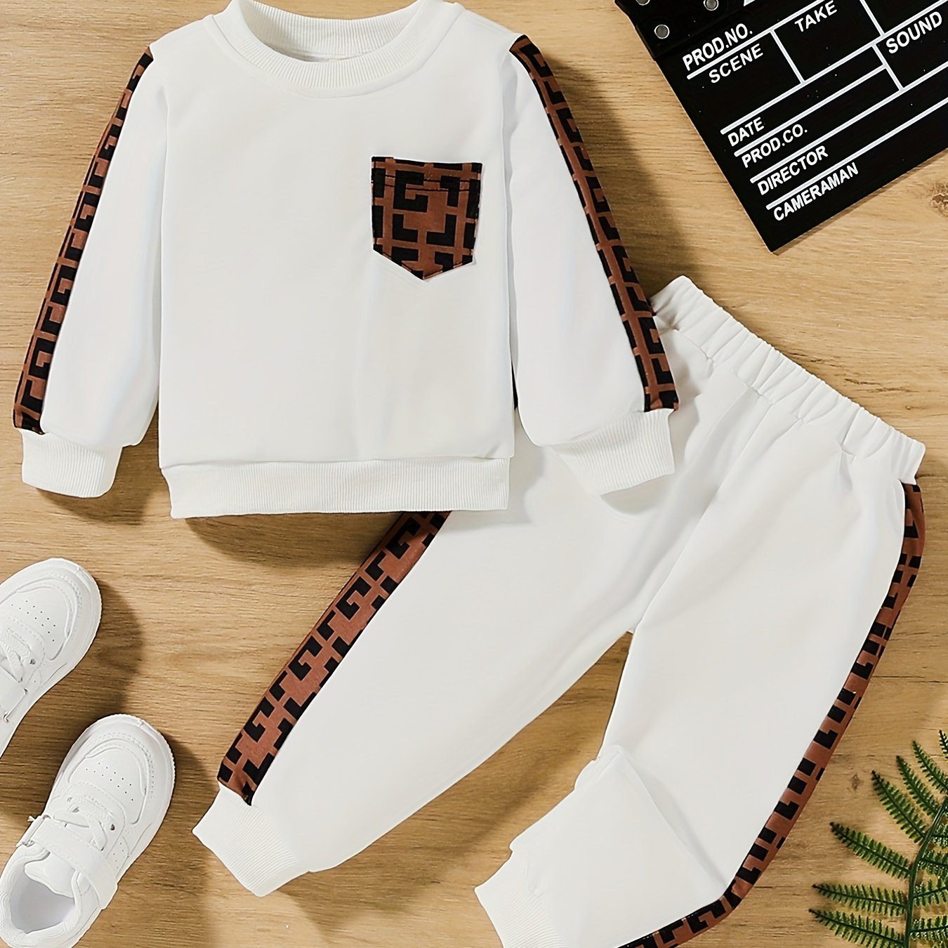 2pcs Boys Casual Long Sleeve Sweatshirt & Trousers Set Kids Clothing