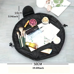 Drawstring Makeup Bag Magic Cosmetic Pouch Lay Flat Travel Organizer Pouch