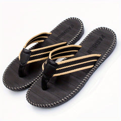 Men's Thong Sandals Woven Fabric Flip flops Non Slip Shoes